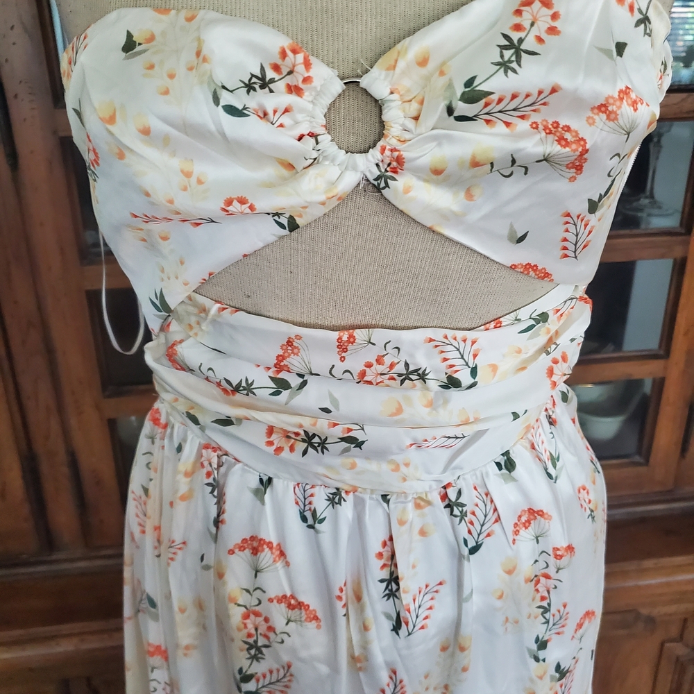 Petal & Pup Cream Strapless Floral Maxi Dress - Picture 4 of 11